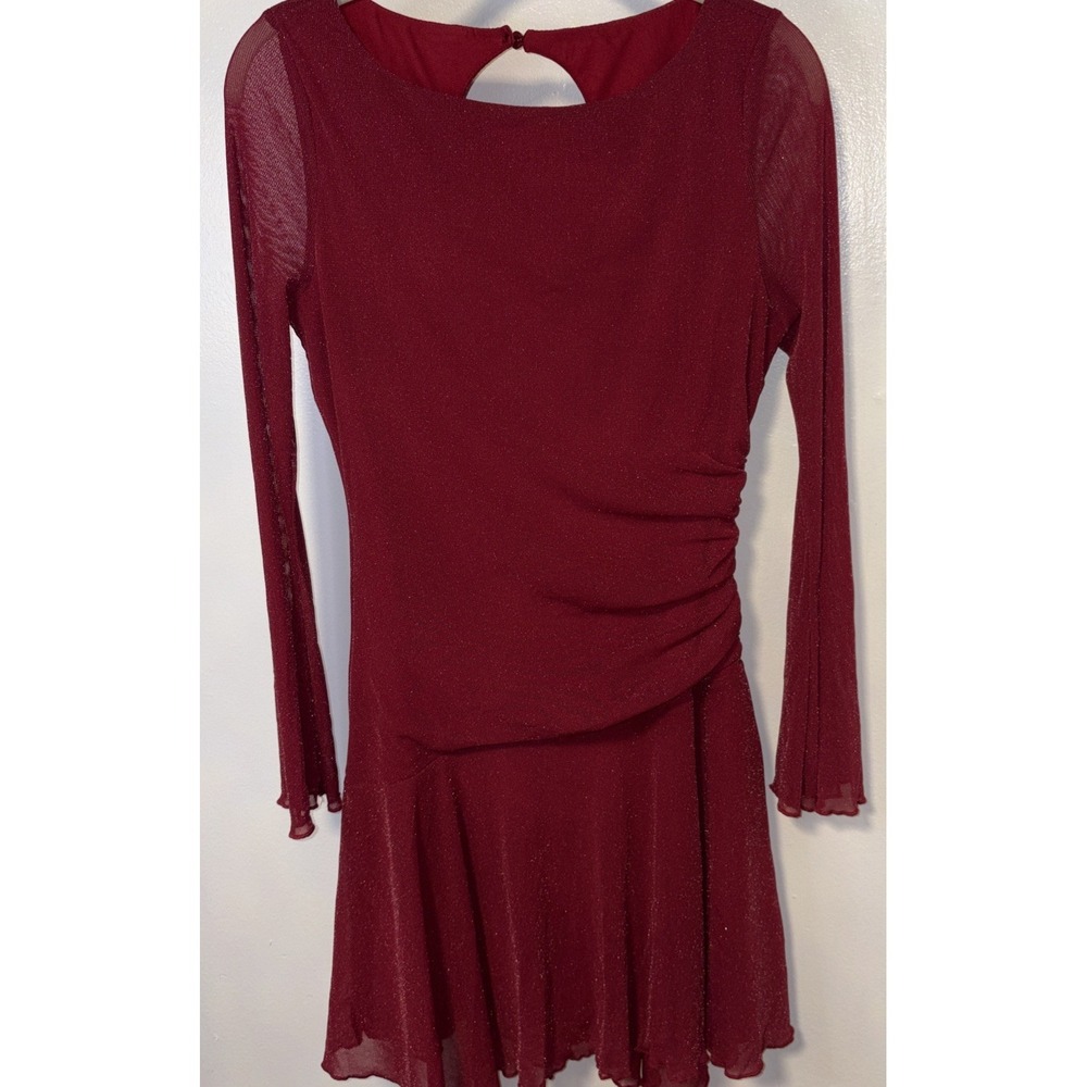 long sleeve RED SPARKLY dresses for women Size M mock Neck sexy